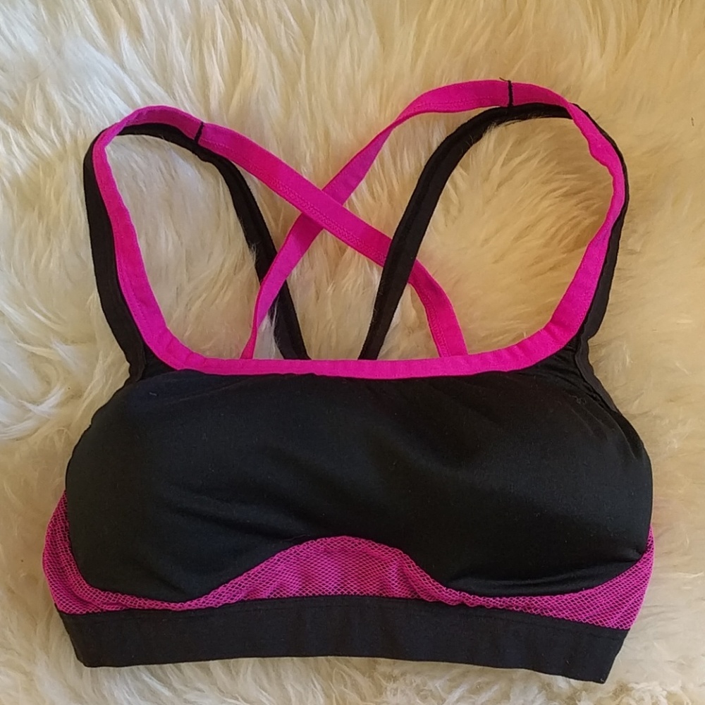Pink and Black Sports Bra